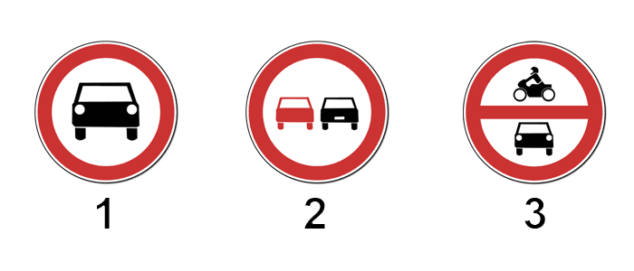 Slika uz pitanje: Koji prometni znak označuje zabranu prometa za sva motorna vozila?